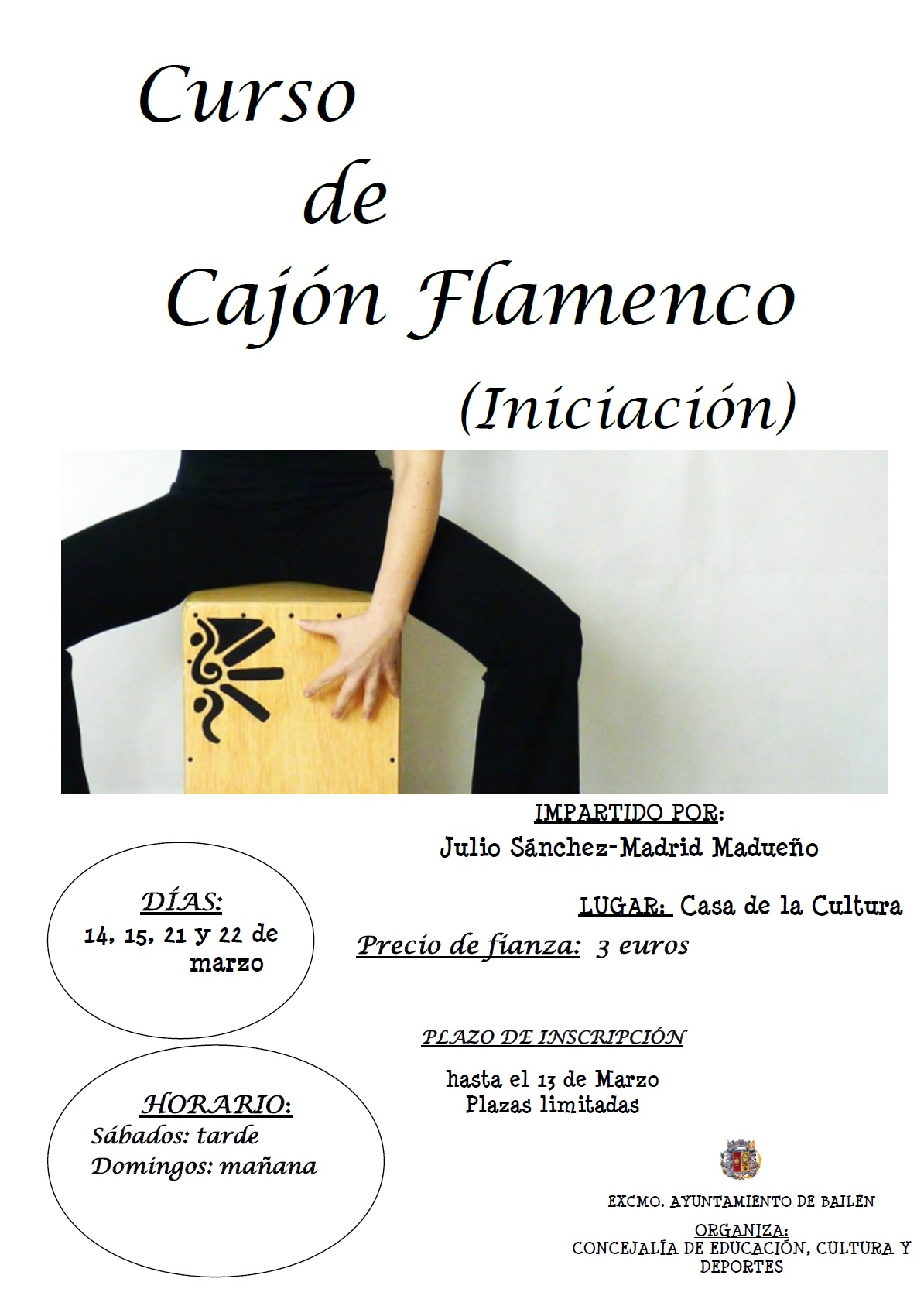 Curso para aprender a tocar el cajón flamenco Toda la actualidad de Bailén permanentemente